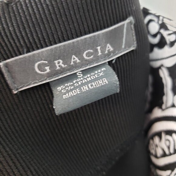 Gracia Colorblock Ankle Pants Black White Paisley Front Womens Size Small - Picture 8 of 9